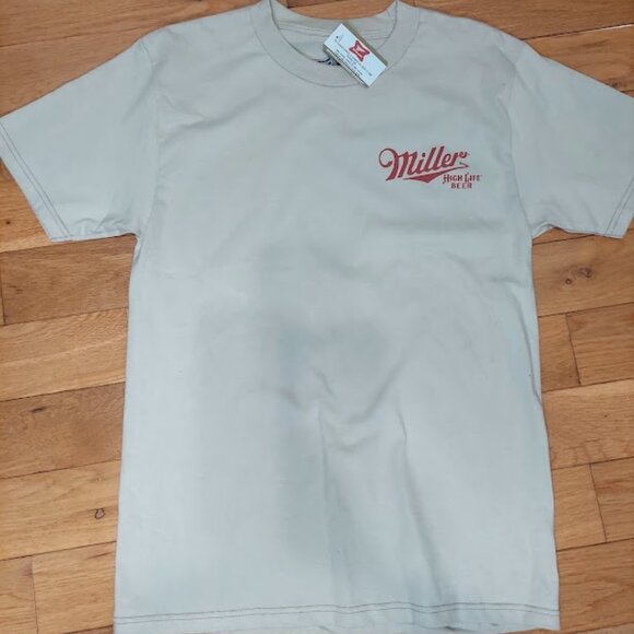 Miller High Life Girl In Moon Print Mens S Graphic T-Shirt Cream Vintage NEW - Picture 2 of 8